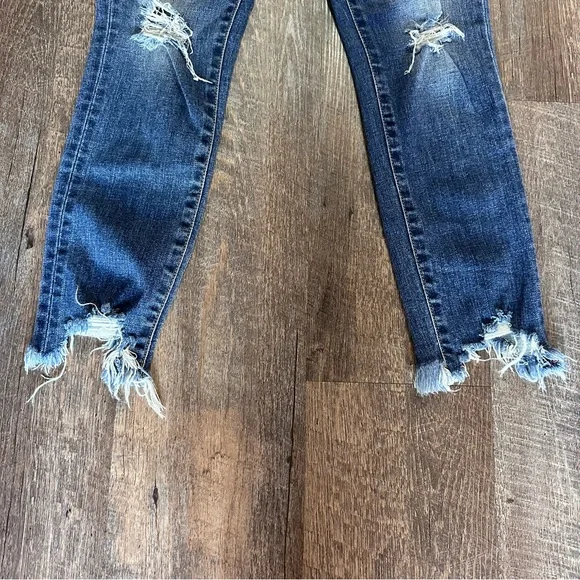 Moussy Denim Distressed Frayed Hem Skinny Ankle Jeans Sz 26 Raw Hem Japanese - Picture 2 of 6